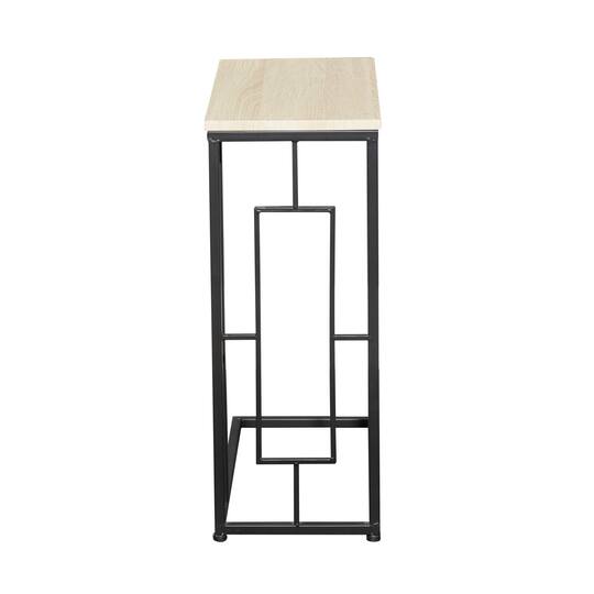Black Iron & Wood Contemporary Accent Table